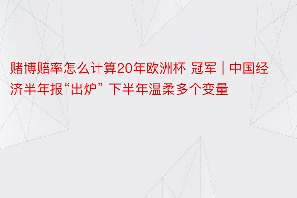 赌博赔率怎么计算20年欧洲杯 冠军 | 中国经济半年报“出炉” 下半年温柔多个变量