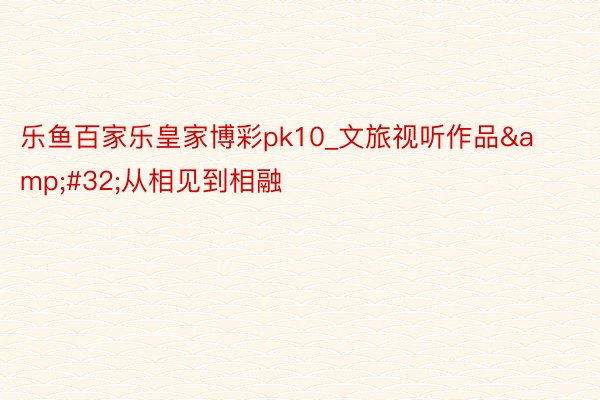 乐鱼百家乐皇家博彩pk10_文旅视听作品&#32;从相见到相融