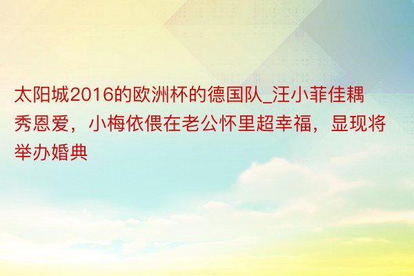 太阳城2016的欧洲杯的德国队_汪小菲佳耦秀恩爱，小梅依偎在老公怀里超幸福，显现将举办婚典