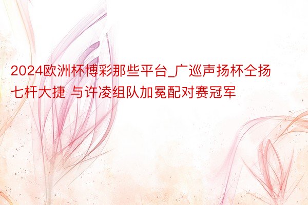 2024欧洲杯博彩那些平台_广巡声扬杯仝扬七杆大捷 与许凌组队加冕配对赛冠军